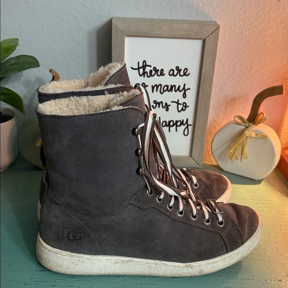 UGG Charcoal Lace-Up High-Tops SZ 7 box 25
